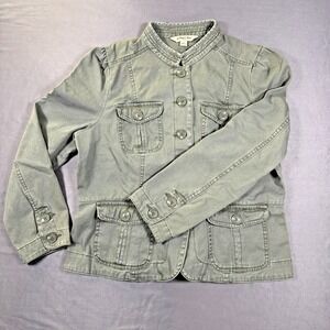 St. John's Bay Women's Petite Large Olive Green Utility Field Jacket Pockets PL